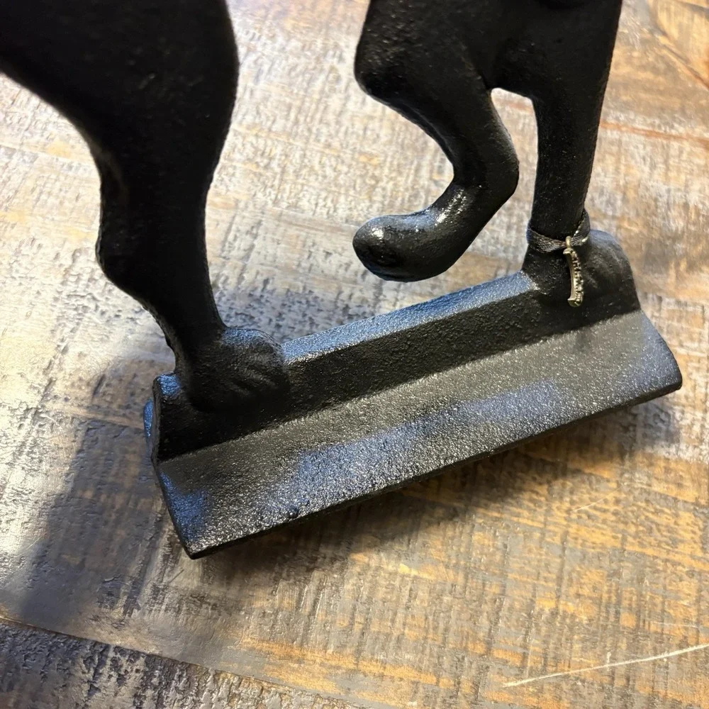 Vintage Cast Iron Door Stop Black Cat Spooky Feline Heavy 11